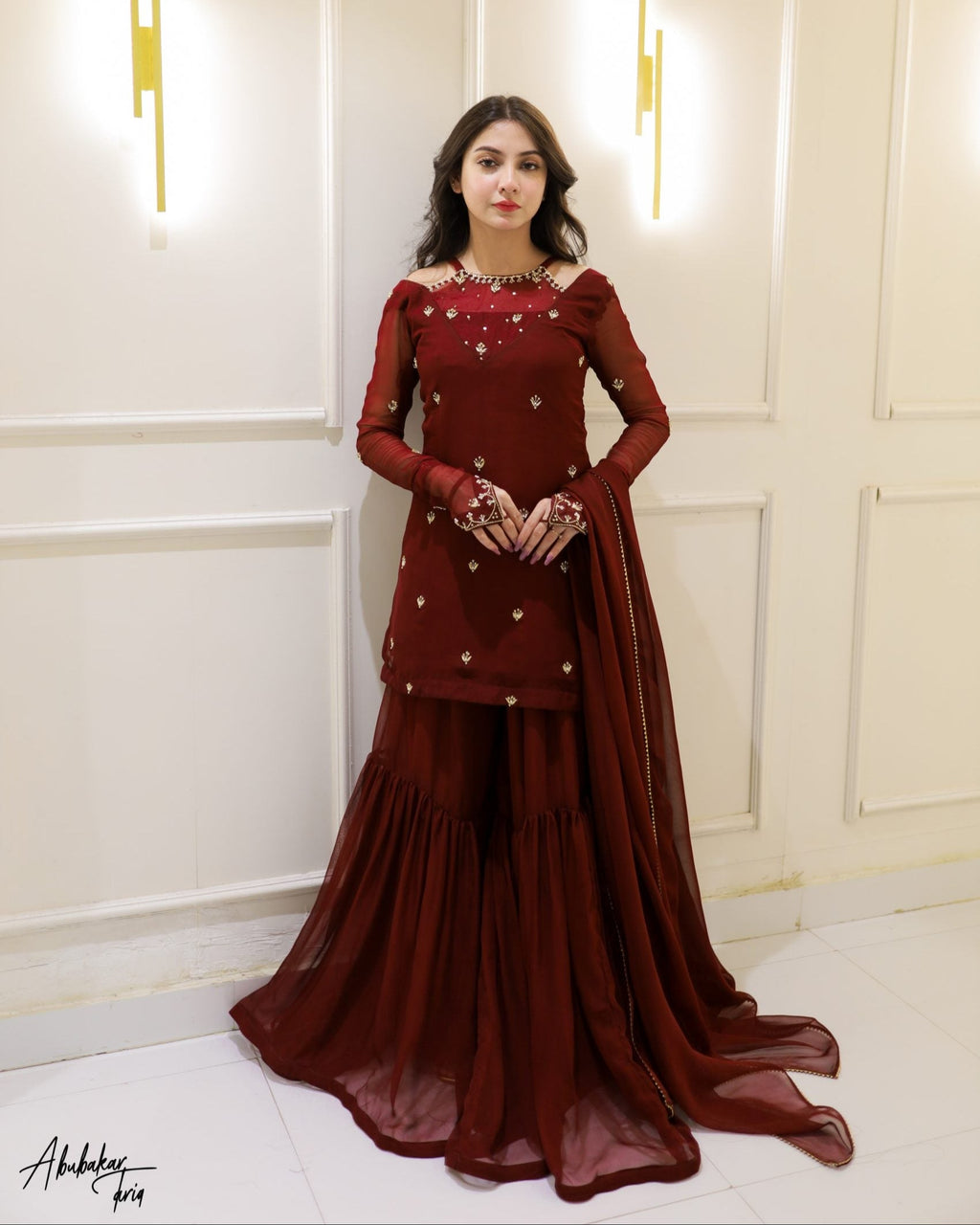 BS-MAROON GHARARA FIT